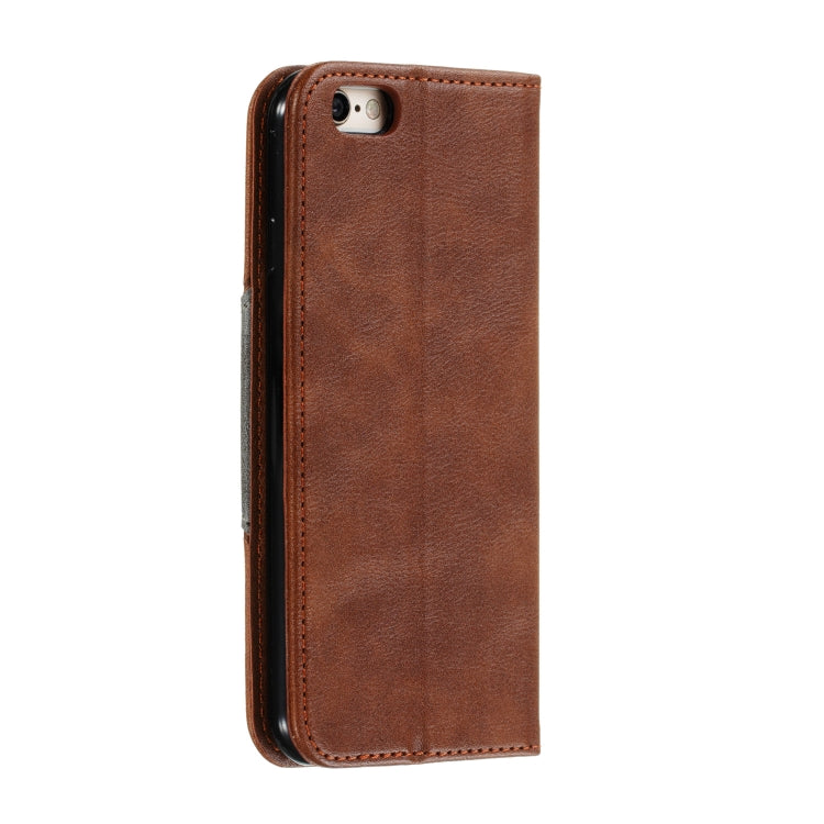 For iPhone 6 Splicing Color Magnetic Hem Horizontal Flip Leather Case with Holder & Card Slots