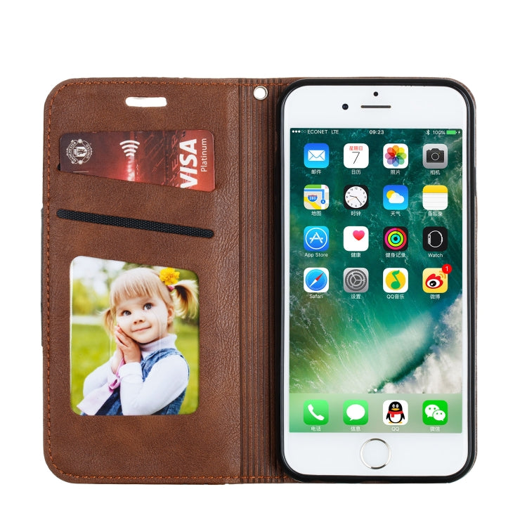 For iPhone 6 Splicing Color Magnetic Hem Horizontal Flip Leather Case with Holder & Card Slots