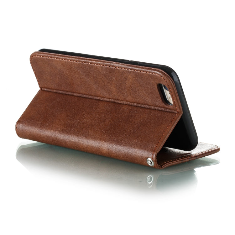 For iPhone 6 Splicing Color Magnetic Hem Horizontal Flip Leather Case with Holder & Card Slots