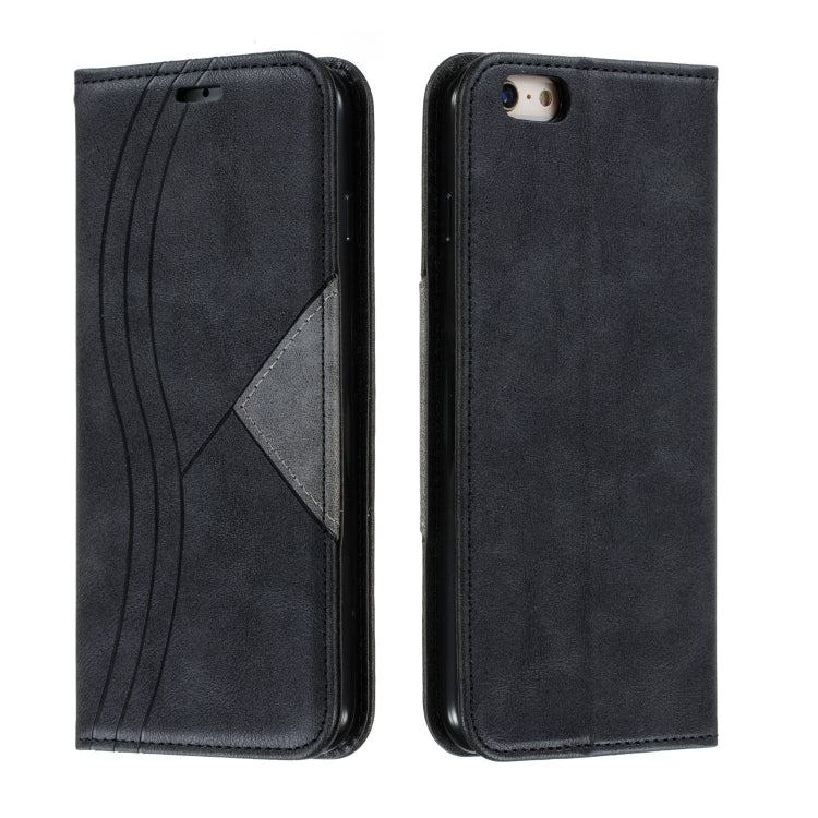 For iPhone 6 Plus Splicing Color Magnetic Hem Horizontal Flip Leather Case with Holder & Card Slots
