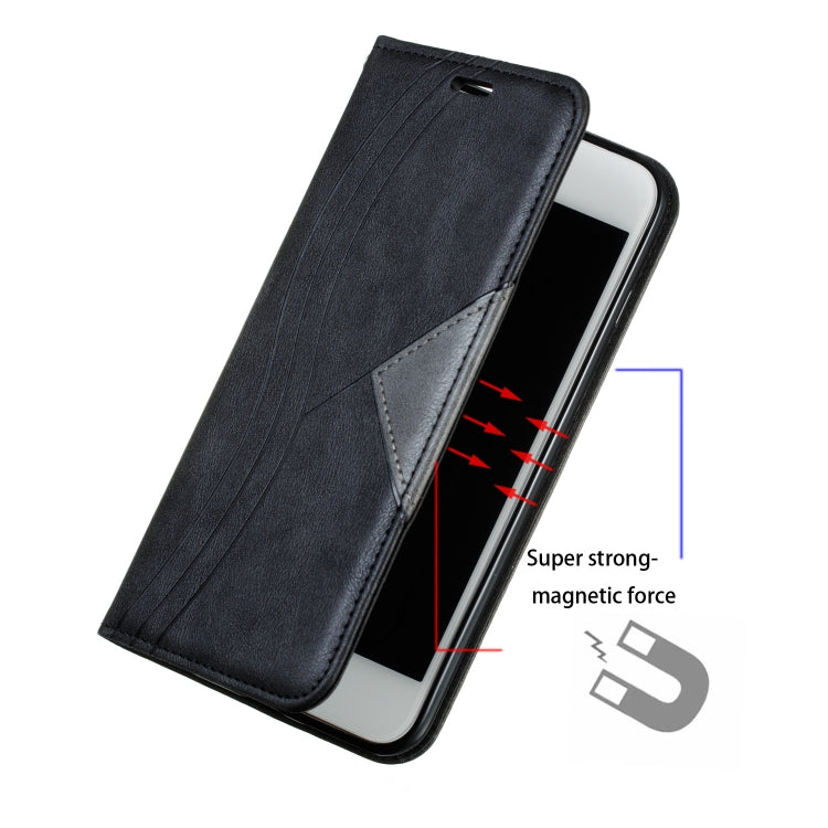 For iPhone 6 Plus Splicing Color Magnetic Hem Horizontal Flip Leather Case with Holder & Card Slots