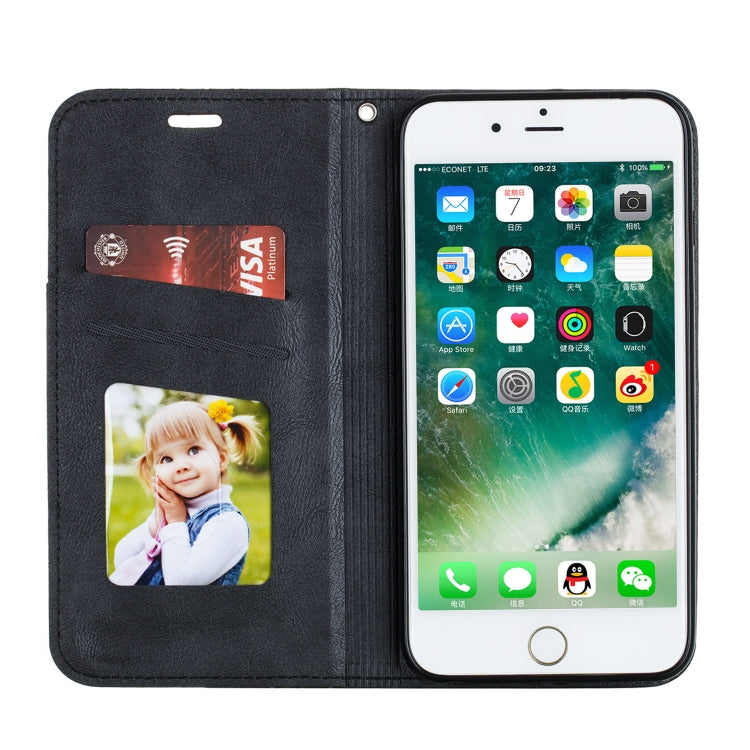 For iPhone 6 Plus Splicing Color Magnetic Hem Horizontal Flip Leather Case with Holder & Card Slots