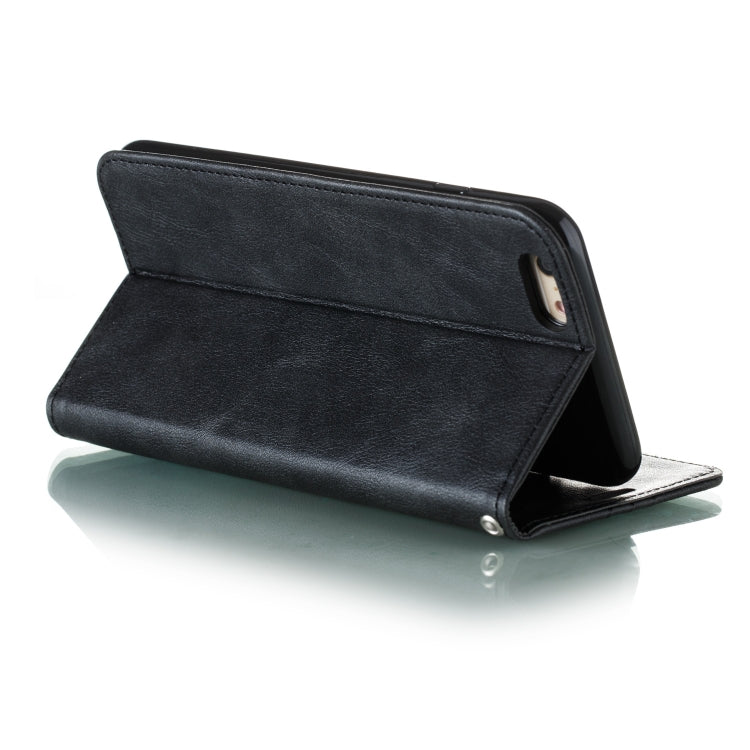 For iPhone 6 Plus Splicing Color Magnetic Hem Horizontal Flip Leather Case with Holder & Card Slots