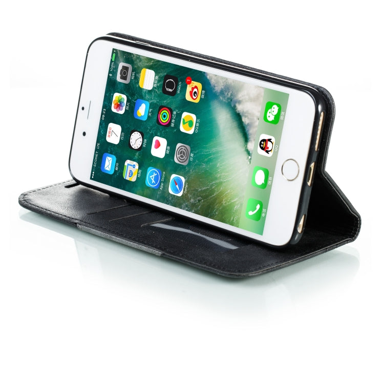 For iPhone 6 Plus Splicing Color Magnetic Hem Horizontal Flip Leather Case with Holder & Card Slots