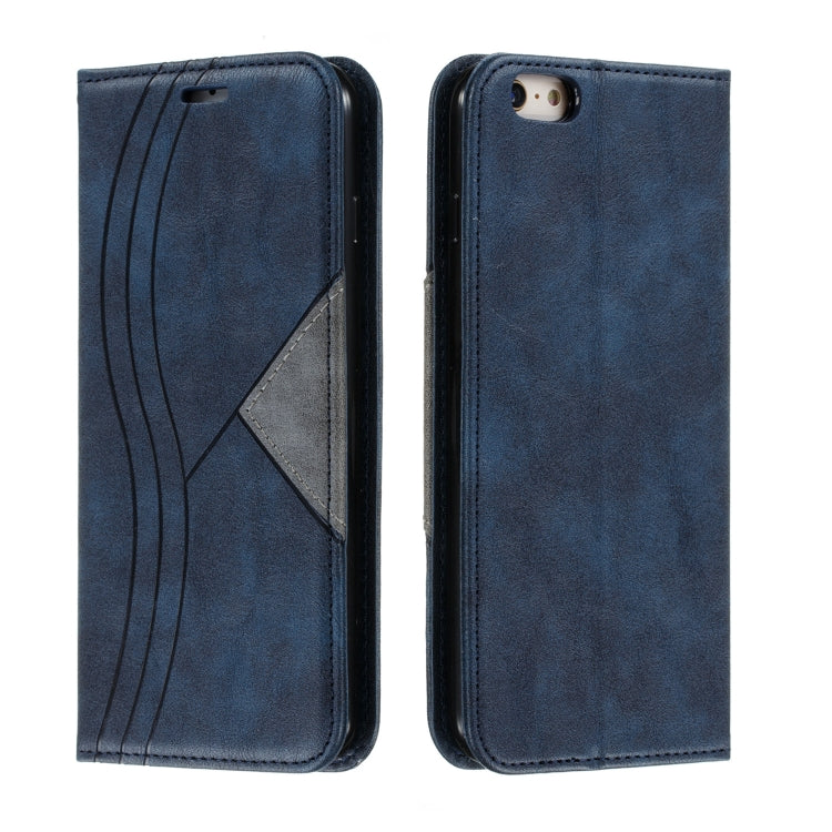 For iPhone 6 Plus Splicing Color Magnetic Hem Horizontal Flip Leather Case with Holder & Card Slots