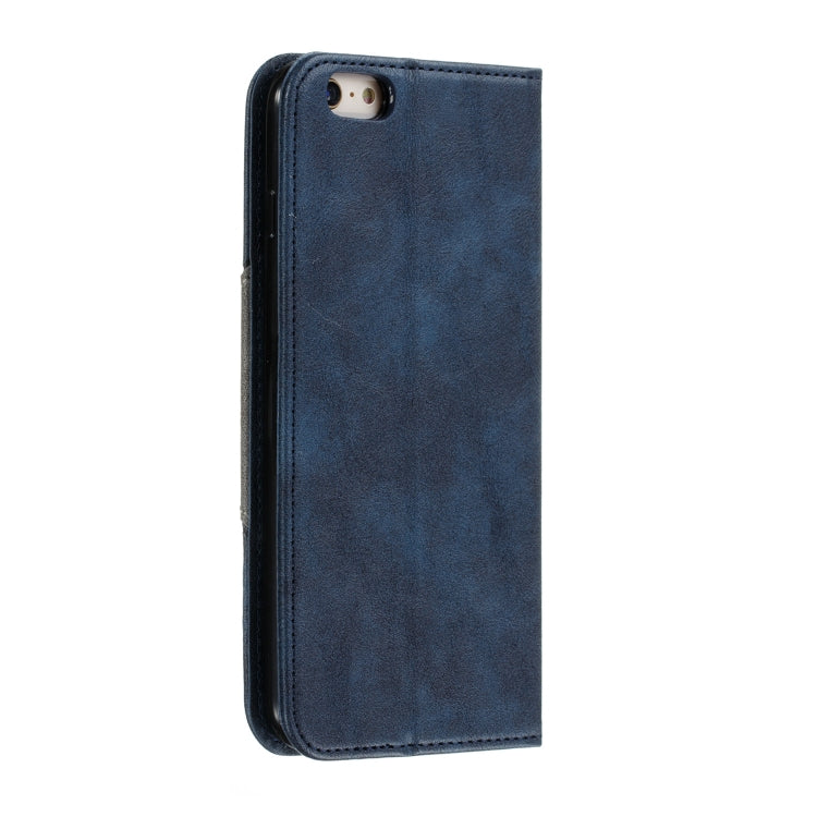 For iPhone 6 Plus Splicing Color Magnetic Hem Horizontal Flip Leather Case with Holder & Card Slots