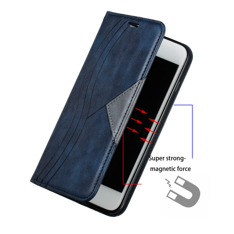 For iPhone 6 Plus Splicing Color Magnetic Hem Horizontal Flip Leather Case with Holder & Card Slots