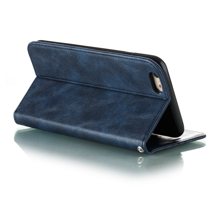 For iPhone 6 Plus Splicing Color Magnetic Hem Horizontal Flip Leather Case with Holder & Card Slots