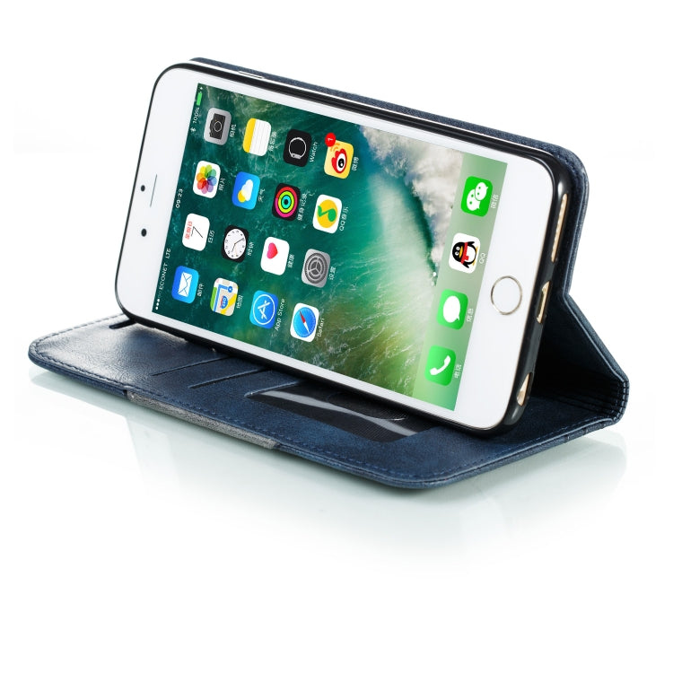 For iPhone 6 Plus Splicing Color Magnetic Hem Horizontal Flip Leather Case with Holder & Card Slots