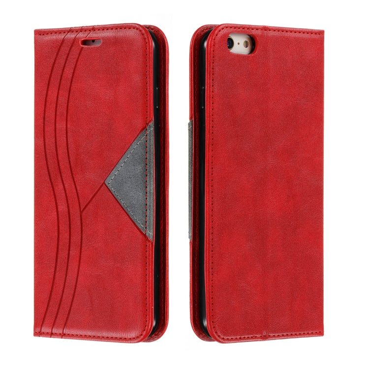 For iPhone 6 Plus Splicing Color Magnetic Hem Horizontal Flip Leather Case with Holder & Card Slots