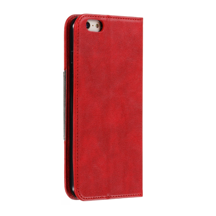 For iPhone 6 Plus Splicing Color Magnetic Hem Horizontal Flip Leather Case with Holder & Card Slots