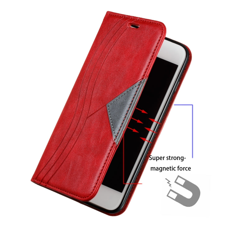For iPhone 6 Plus Splicing Color Magnetic Hem Horizontal Flip Leather Case with Holder & Card Slots