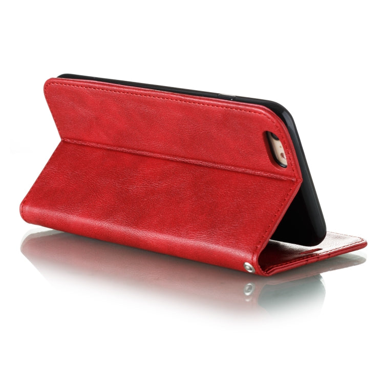 For iPhone 6 Plus Splicing Color Magnetic Hem Horizontal Flip Leather Case with Holder & Card Slots