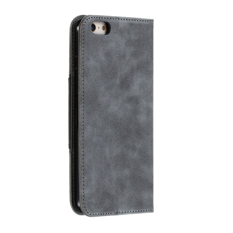 For iPhone 6 Plus Splicing Color Magnetic Hem Horizontal Flip Leather Case with Holder & Card Slots