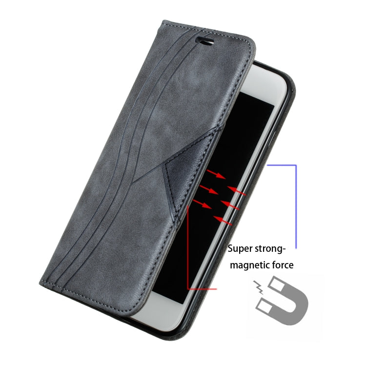 For iPhone 6 Plus Splicing Color Magnetic Hem Horizontal Flip Leather Case with Holder & Card Slots