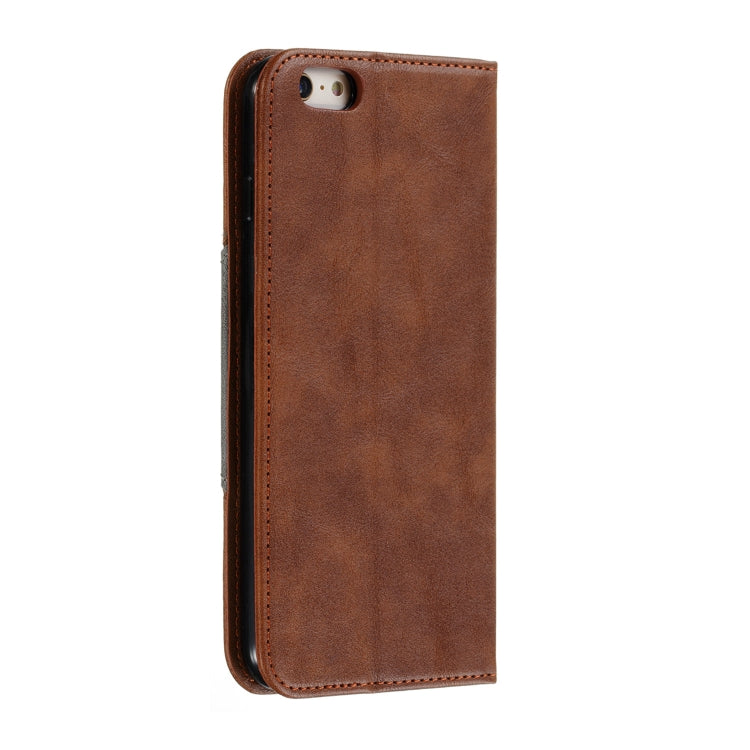 For iPhone 6 Plus Splicing Color Magnetic Hem Horizontal Flip Leather Case with Holder & Card Slots