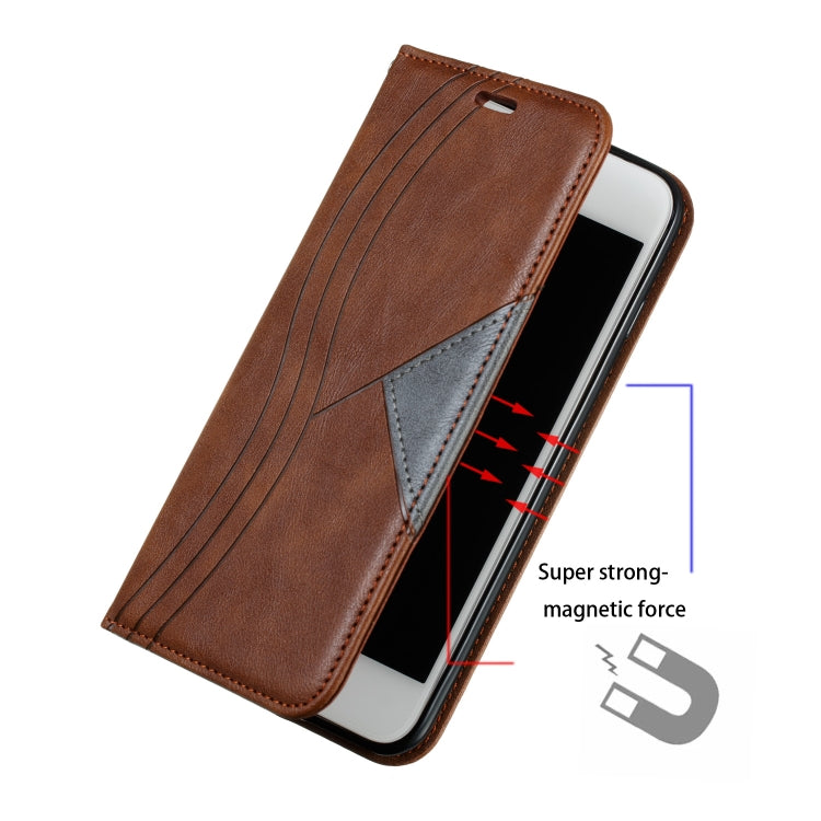 For iPhone 6 Plus Splicing Color Magnetic Hem Horizontal Flip Leather Case with Holder & Card Slots