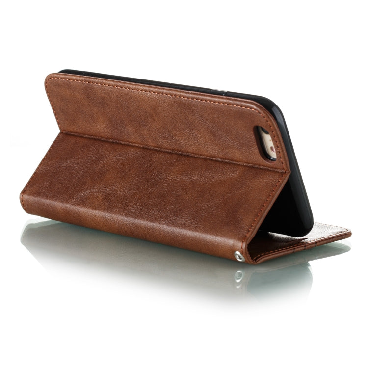 For iPhone 6 Plus Splicing Color Magnetic Hem Horizontal Flip Leather Case with Holder & Card Slots