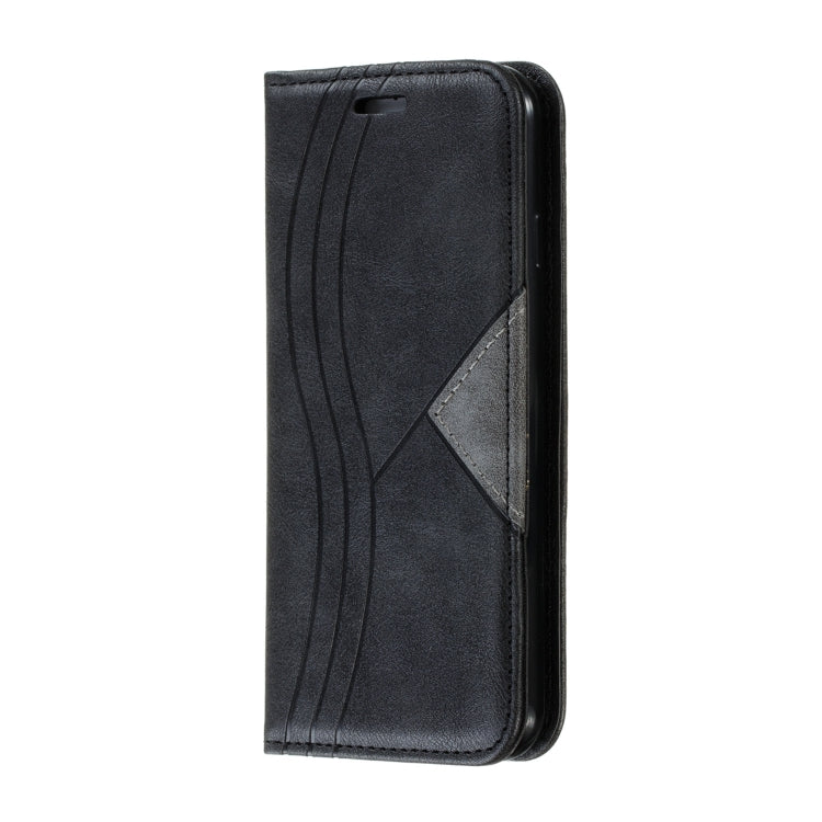 For iPhone SE 2022 / SE 2020 / 8 / 7 Splicing Color Magnetic Hem Horizontal Flip Leather Case with Holder & Card Slots