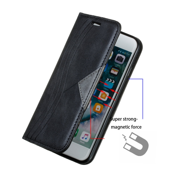 For iPhone SE 2022 / SE 2020 / 8 / 7 Splicing Color Magnetic Hem Horizontal Flip Leather Case with Holder & Card Slots