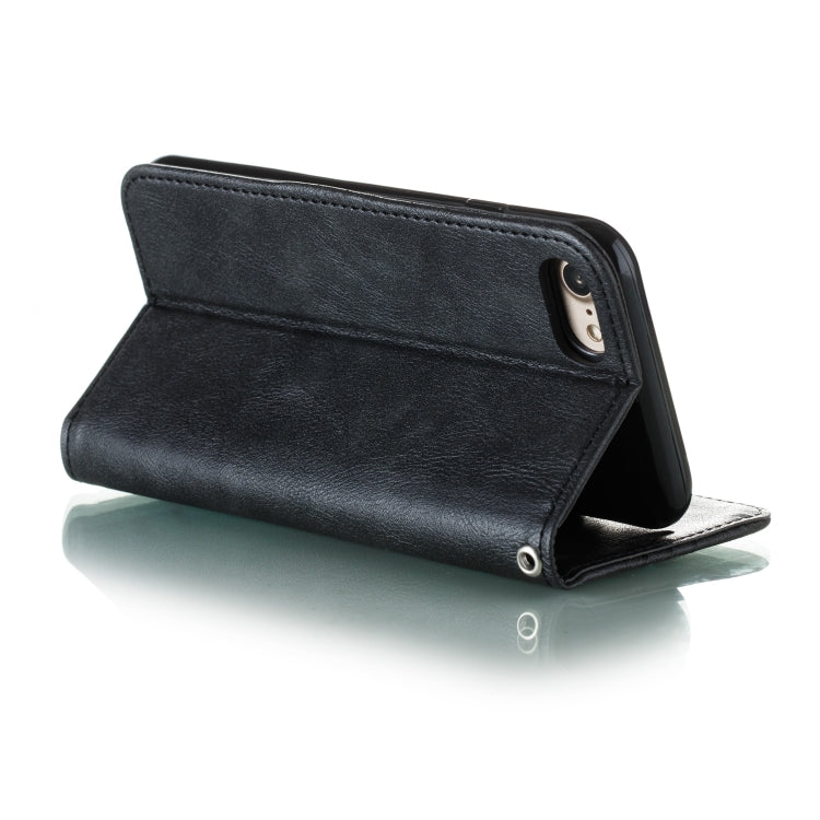 For iPhone SE 2022 / SE 2020 / 8 / 7 Splicing Color Magnetic Hem Horizontal Flip Leather Case with Holder & Card Slots