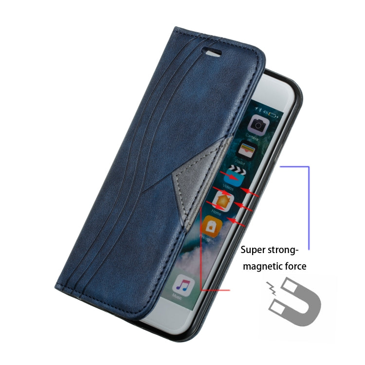 For iPhone SE 2022 / SE 2020 / 8 / 7 Splicing Color Magnetic Hem Horizontal Flip Leather Case with Holder & Card Slots