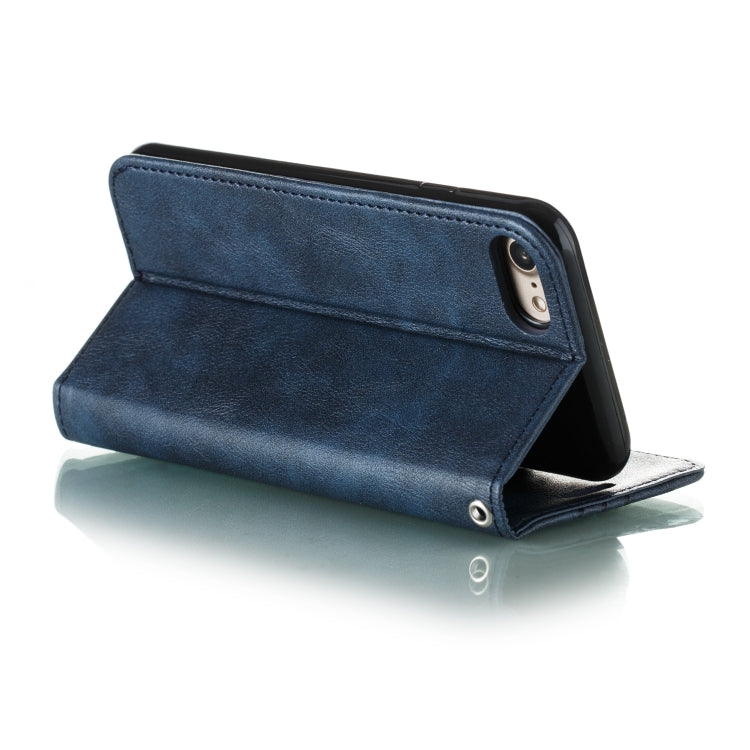 For iPhone SE 2022 / SE 2020 / 8 / 7 Splicing Color Magnetic Hem Horizontal Flip Leather Case with Holder & Card Slots