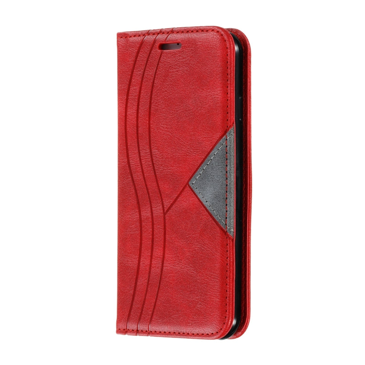 For iPhone SE 2022 / SE 2020 / 8 / 7 Splicing Color Magnetic Hem Horizontal Flip Leather Case with Holder & Card Slots