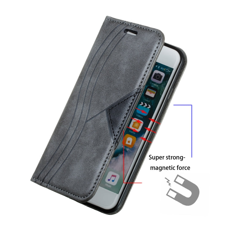 For iPhone SE 2022 / SE 2020 / 8 / 7 Splicing Color Magnetic Hem Horizontal Flip Leather Case with Holder & Card Slots