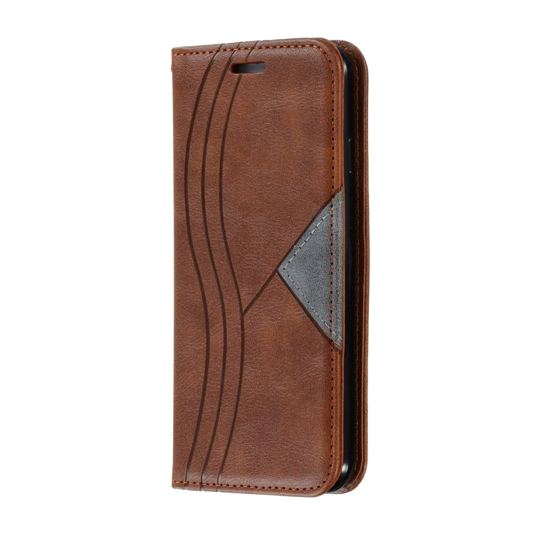 For iPhone SE 2022 / SE 2020 / 8 / 7 Splicing Color Magnetic Hem Horizontal Flip Leather Case with Holder & Card Slots