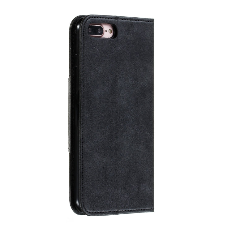 For iPhone 8 Plus / 7 Plus Splicing Color Magnetic Hem Horizontal Flip Leather Case with Holder & Card Slots