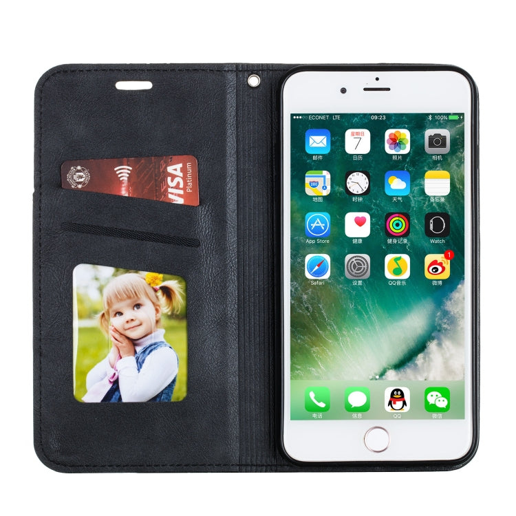 For iPhone 8 Plus / 7 Plus Splicing Color Magnetic Hem Horizontal Flip Leather Case with Holder & Card Slots