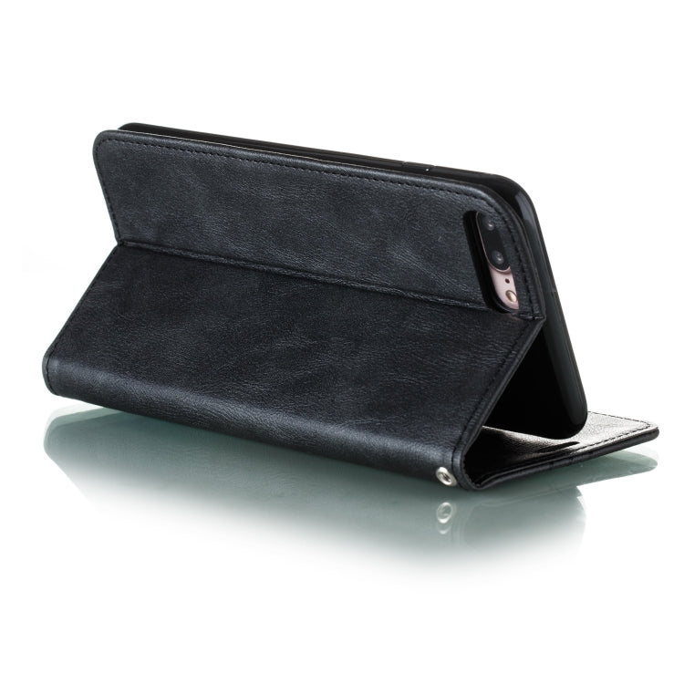 For iPhone 8 Plus / 7 Plus Splicing Color Magnetic Hem Horizontal Flip Leather Case with Holder & Card Slots