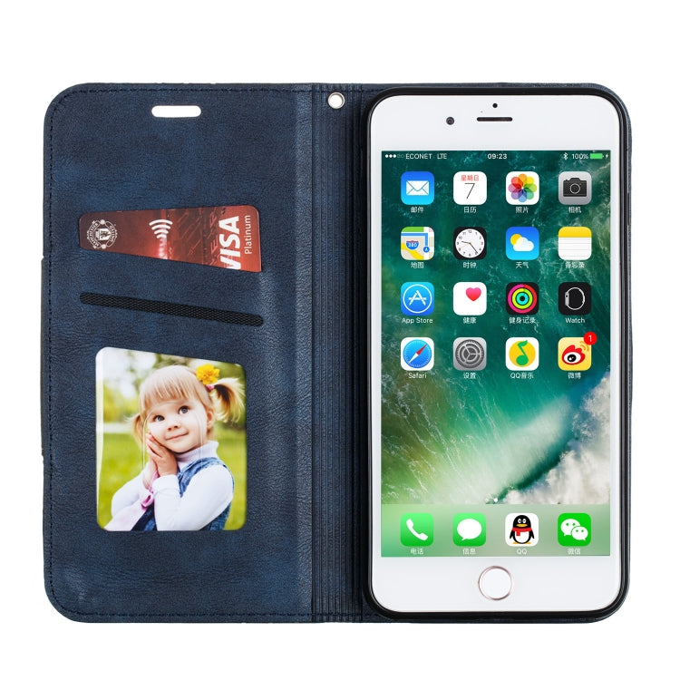 For iPhone 8 Plus / 7 Plus Splicing Color Magnetic Hem Horizontal Flip Leather Case with Holder & Card Slots