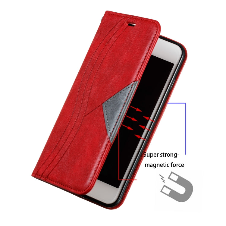 For iPhone 8 Plus / 7 Plus Splicing Color Magnetic Hem Horizontal Flip Leather Case with Holder & Card Slots