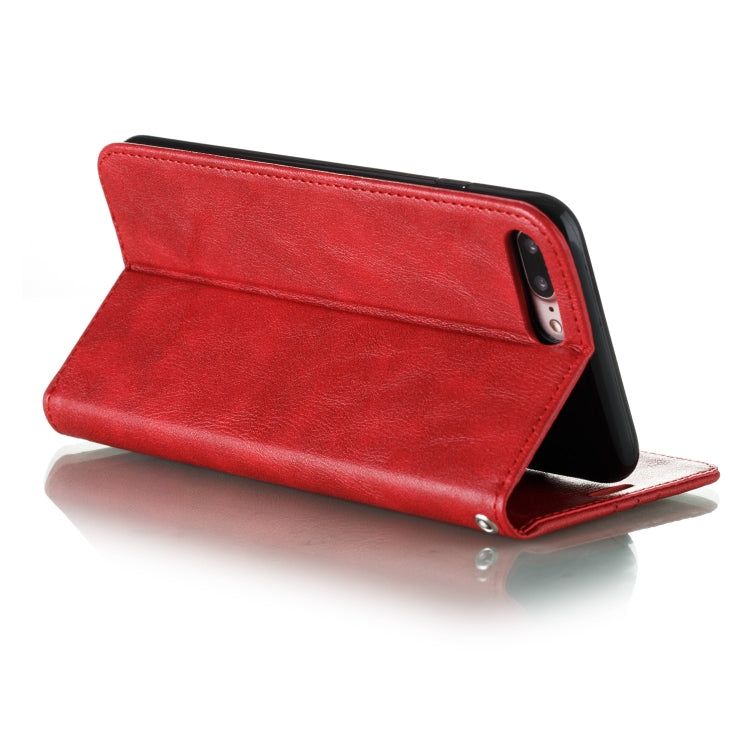 For iPhone 8 Plus / 7 Plus Splicing Color Magnetic Hem Horizontal Flip Leather Case with Holder & Card Slots