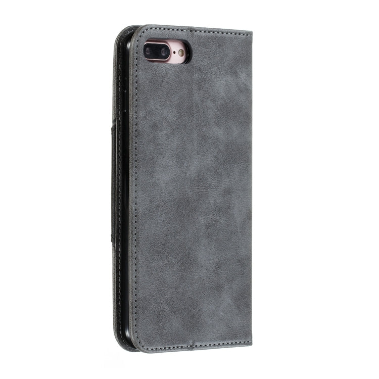 For iPhone 8 Plus / 7 Plus Splicing Color Magnetic Hem Horizontal Flip Leather Case with Holder & Card Slots