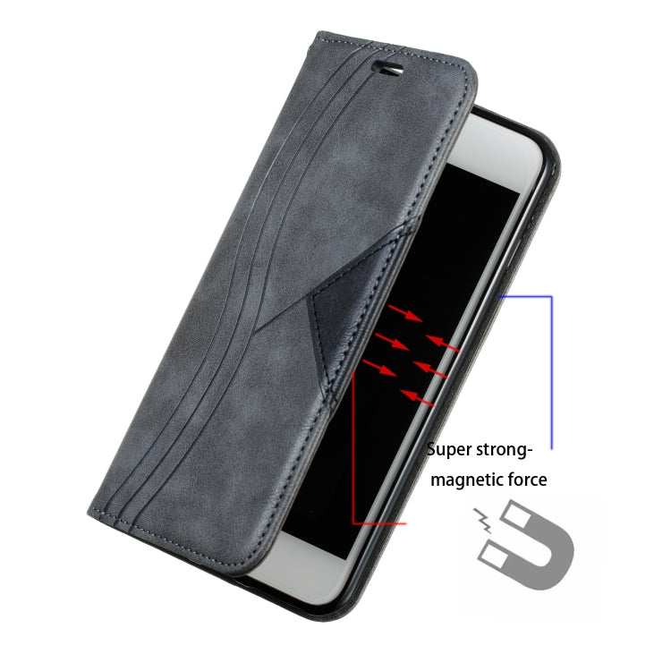 For iPhone 8 Plus / 7 Plus Splicing Color Magnetic Hem Horizontal Flip Leather Case with Holder & Card Slots