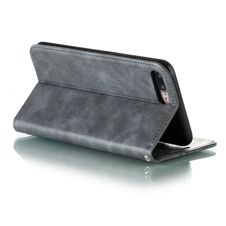 For iPhone 8 Plus / 7 Plus Splicing Color Magnetic Hem Horizontal Flip Leather Case with Holder & Card Slots