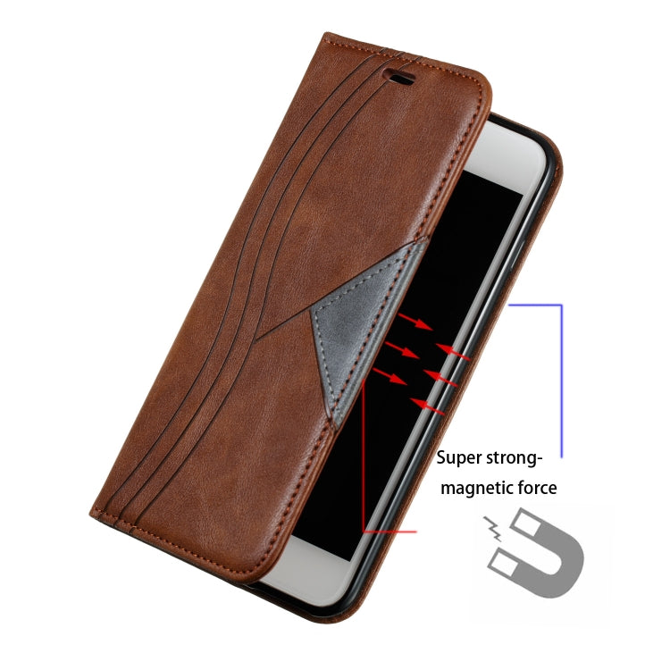 For iPhone 8 Plus / 7 Plus Splicing Color Magnetic Hem Horizontal Flip Leather Case with Holder & Card Slots