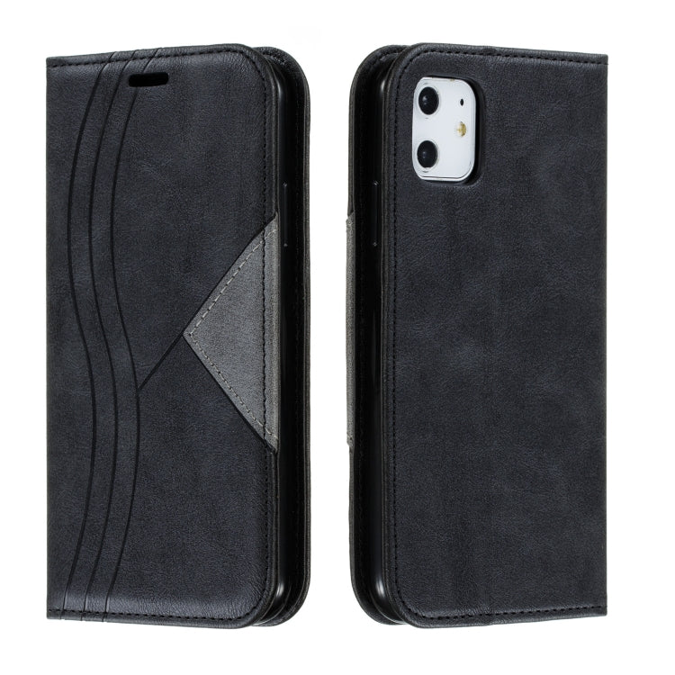 For iPhone 11 Splicing Color Magnetic Hem Horizontal Flip Leather Case with Holder & Card Slots