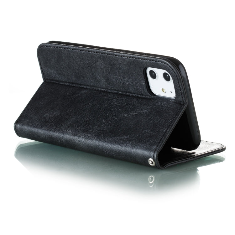For iPhone 11 Splicing Color Magnetic Hem Horizontal Flip Leather Case with Holder & Card Slots