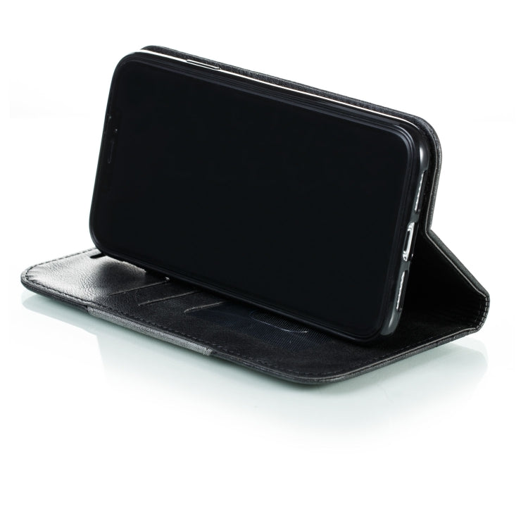 For iPhone 11 Splicing Color Magnetic Hem Horizontal Flip Leather Case with Holder & Card Slots