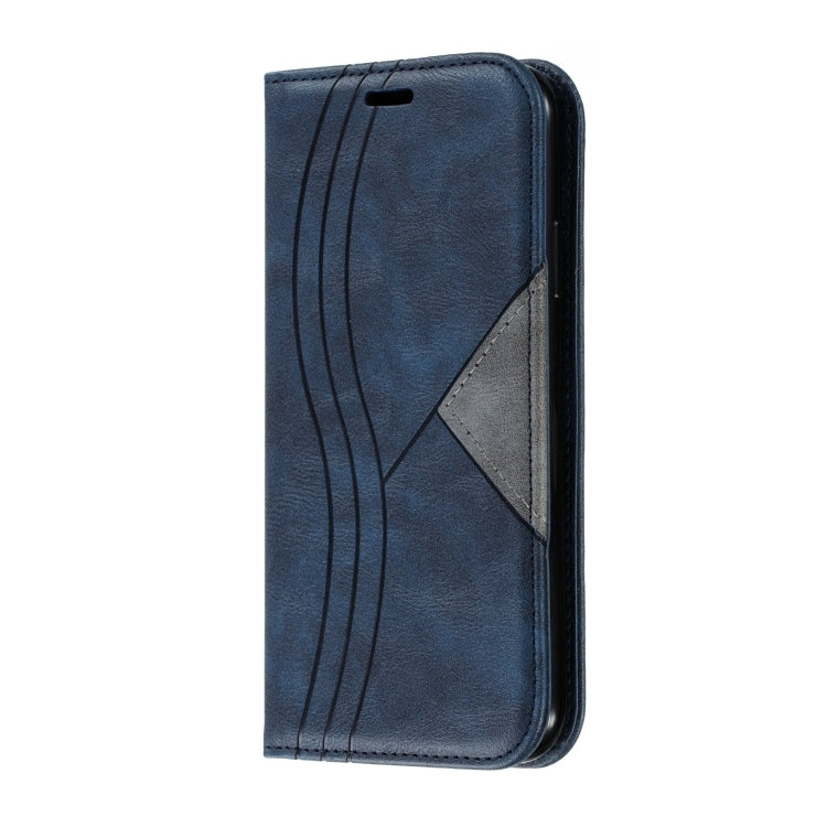 For iPhone 11 Splicing Color Magnetic Hem Horizontal Flip Leather Case with Holder & Card Slots