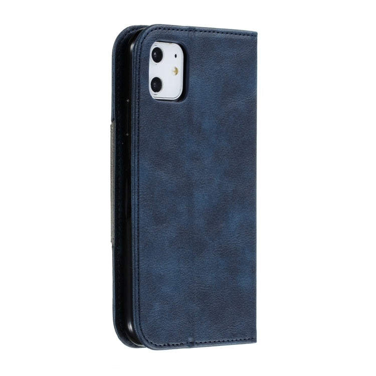 For iPhone 11 Splicing Color Magnetic Hem Horizontal Flip Leather Case with Holder & Card Slots