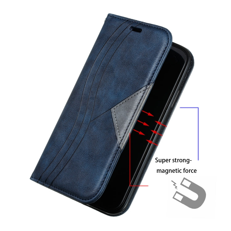 For iPhone 11 Splicing Color Magnetic Hem Horizontal Flip Leather Case with Holder & Card Slots