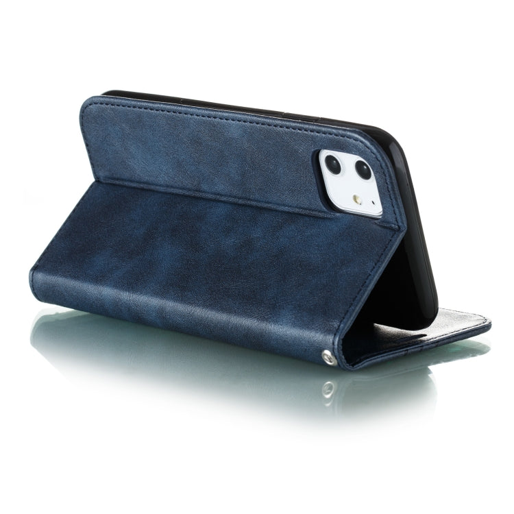 For iPhone 11 Splicing Color Magnetic Hem Horizontal Flip Leather Case with Holder & Card Slots
