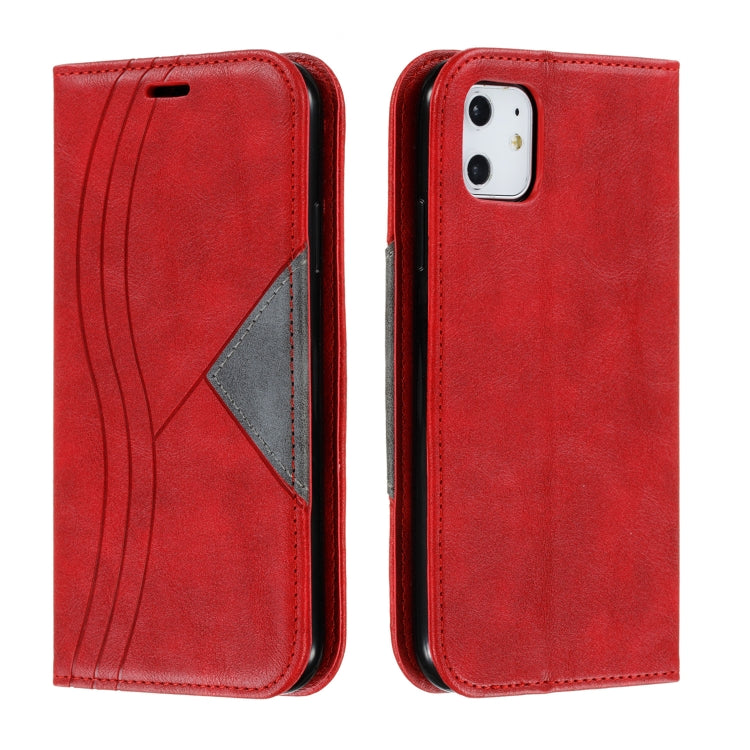 For iPhone 11 Splicing Color Magnetic Hem Horizontal Flip Leather Case with Holder & Card Slots