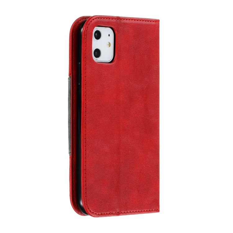 For iPhone 11 Splicing Color Magnetic Hem Horizontal Flip Leather Case with Holder & Card Slots