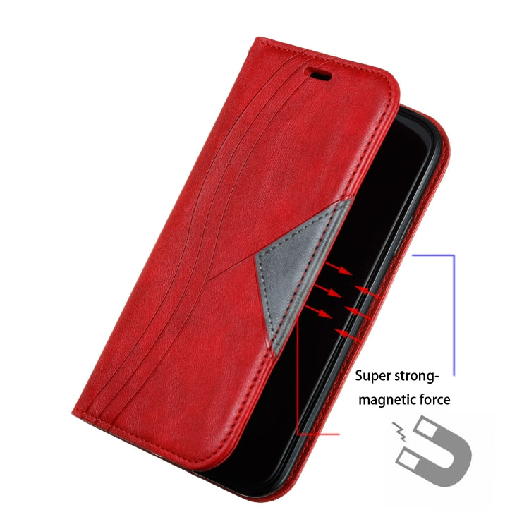 For iPhone 11 Splicing Color Magnetic Hem Horizontal Flip Leather Case with Holder & Card Slots